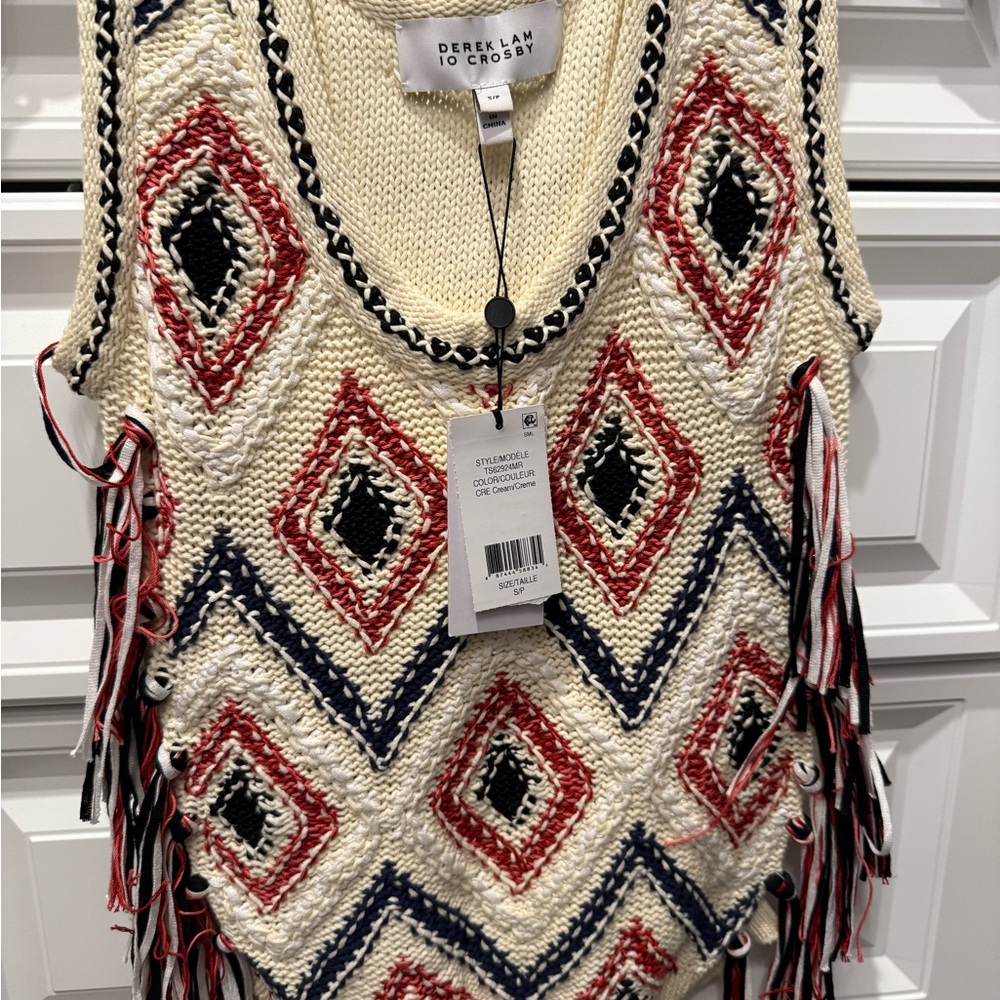 Derek Lam 10 Crosby Knit Fringe Vest NWT size S
